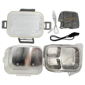 Heated Lunchbox w/ Electric Heater Stainless Steel Compartment Lunch Box 12/120V